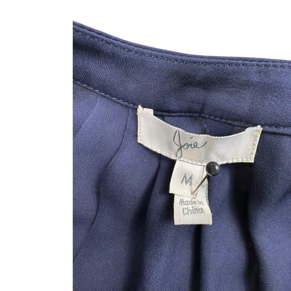 Joie 100% Silk Navy Blue Long Sleeve Popover Blouse Women's Medium - Picture 3 of 7